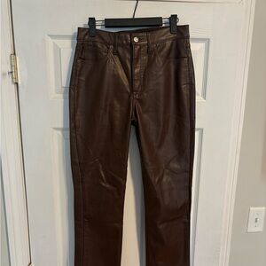 GAP women's Slim Straight Faux Leather Jeans - Dark Brown